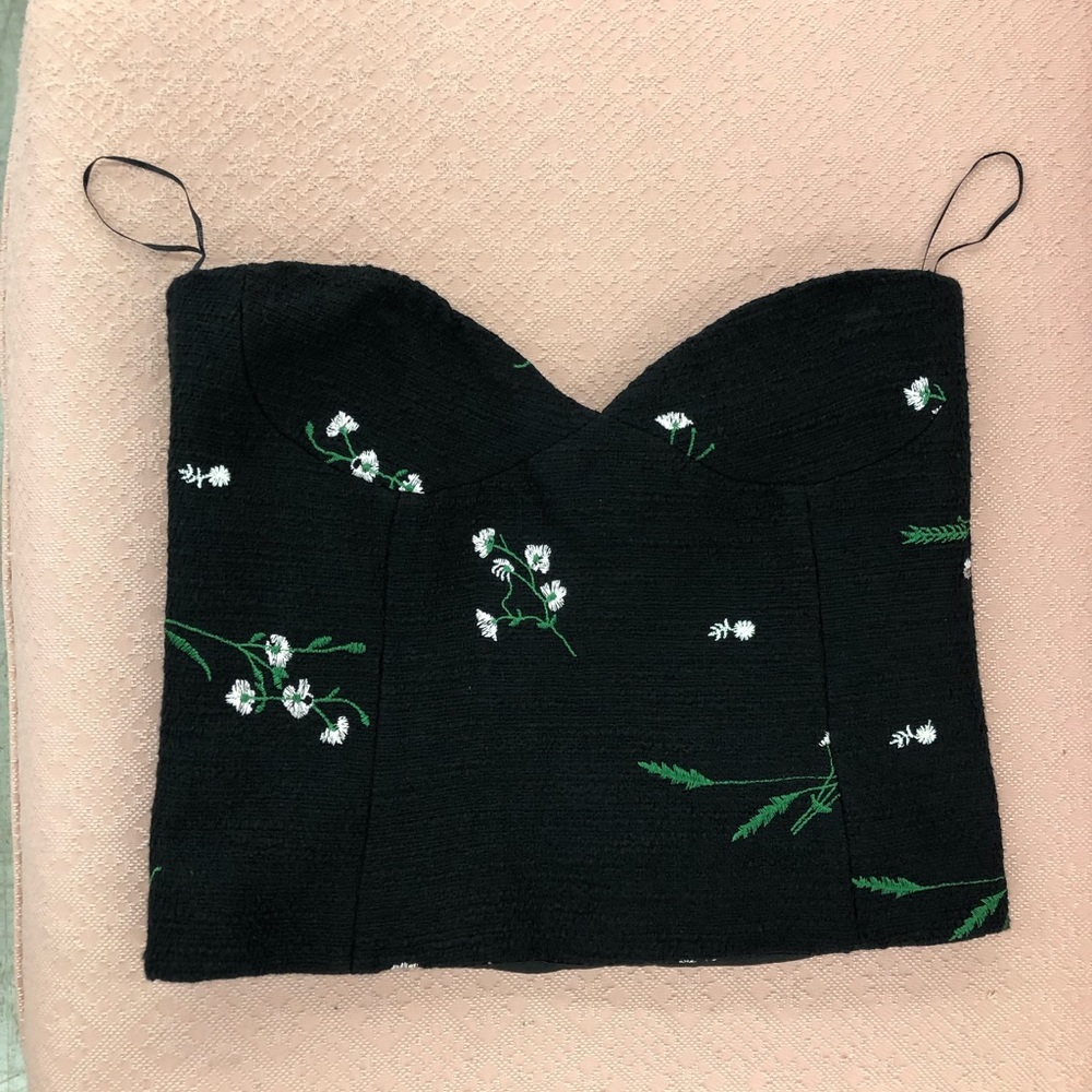 Zara Embroidered Textured Bustier